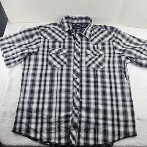 Wrangler Men's Plaid Western Short Sleeve Fashion Snap Western Shirt Size XXL